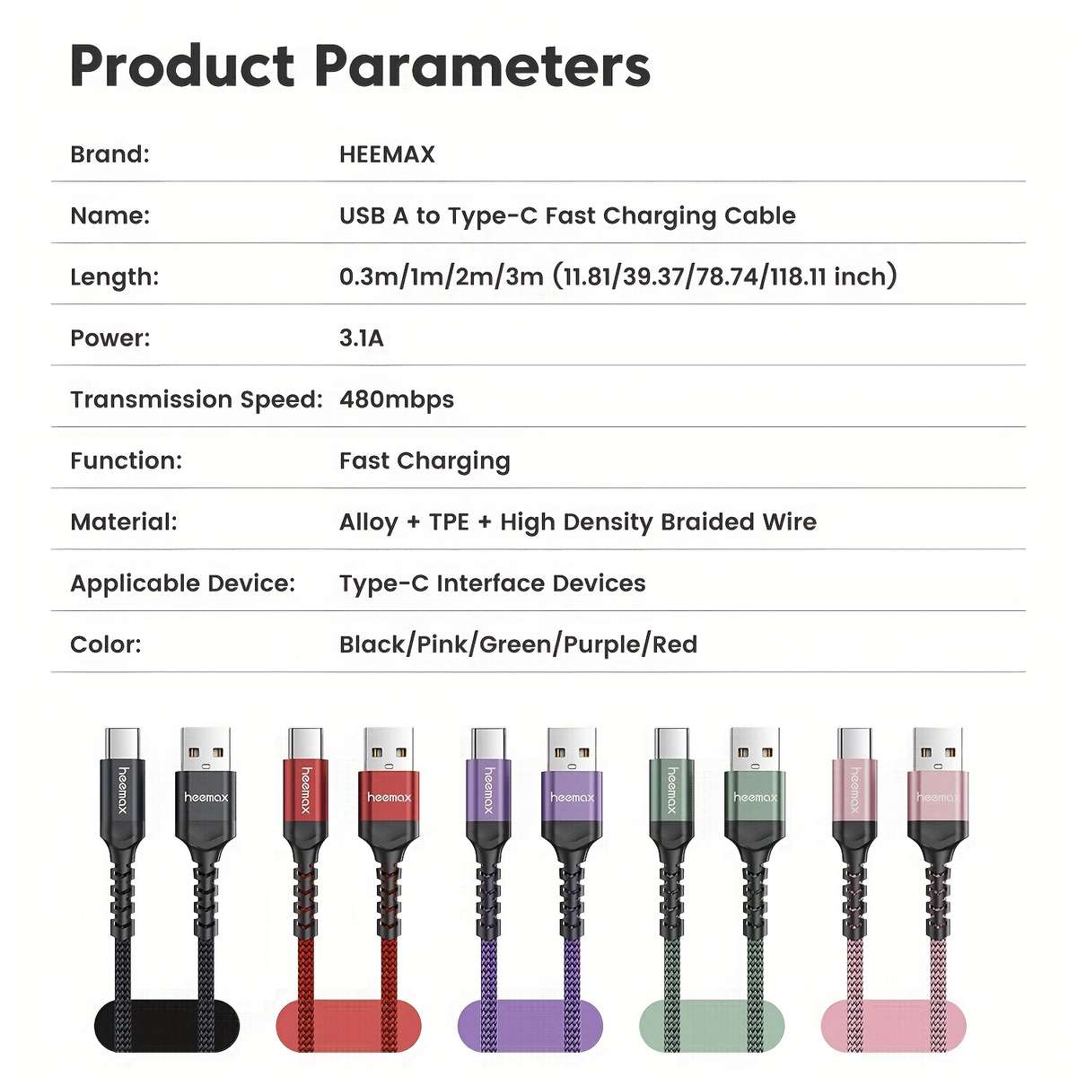 Charging Cable Color Black Size0.3M 1Ft 11Inch