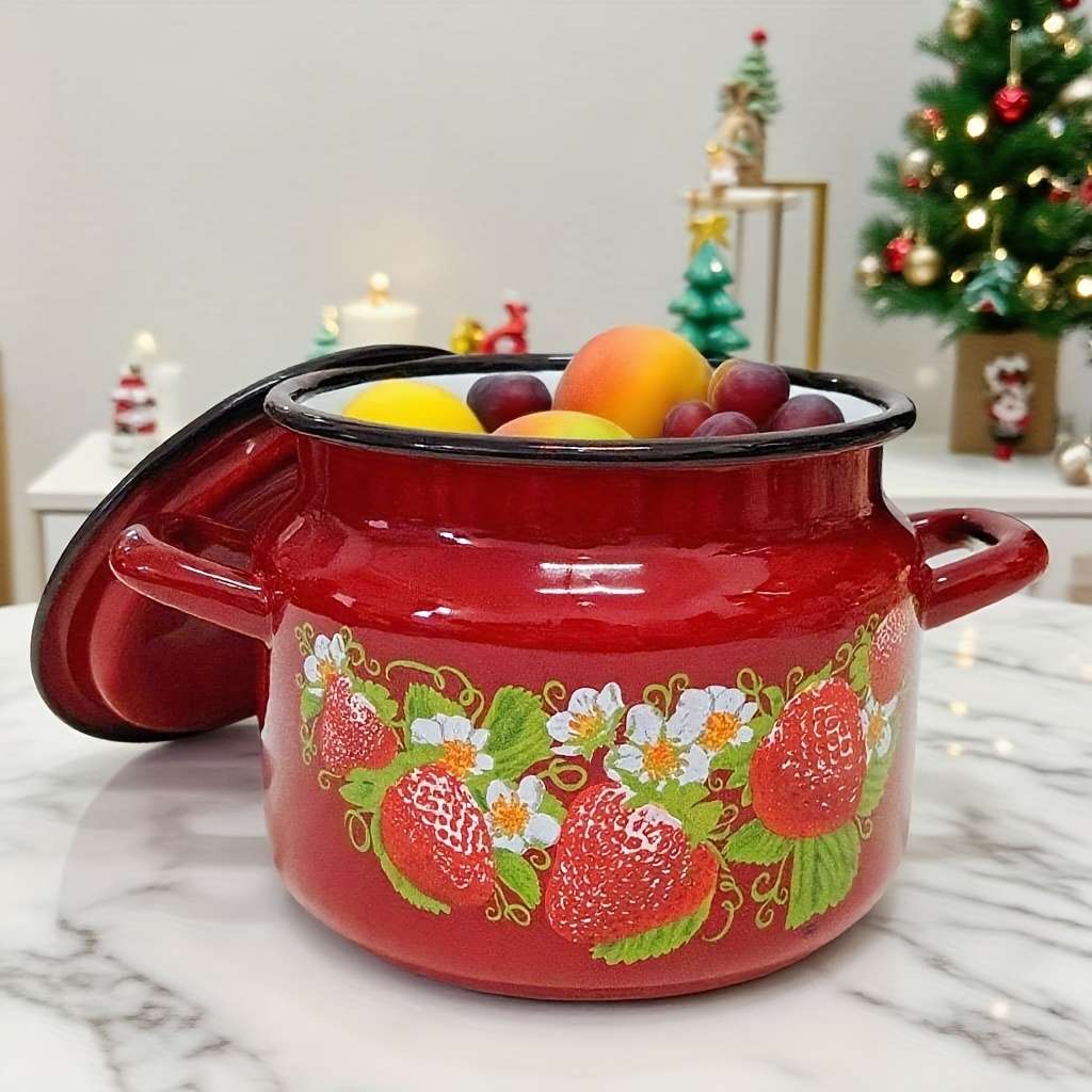 Raspberry Kiss Enamel 2L Double-Eared Storage Pot