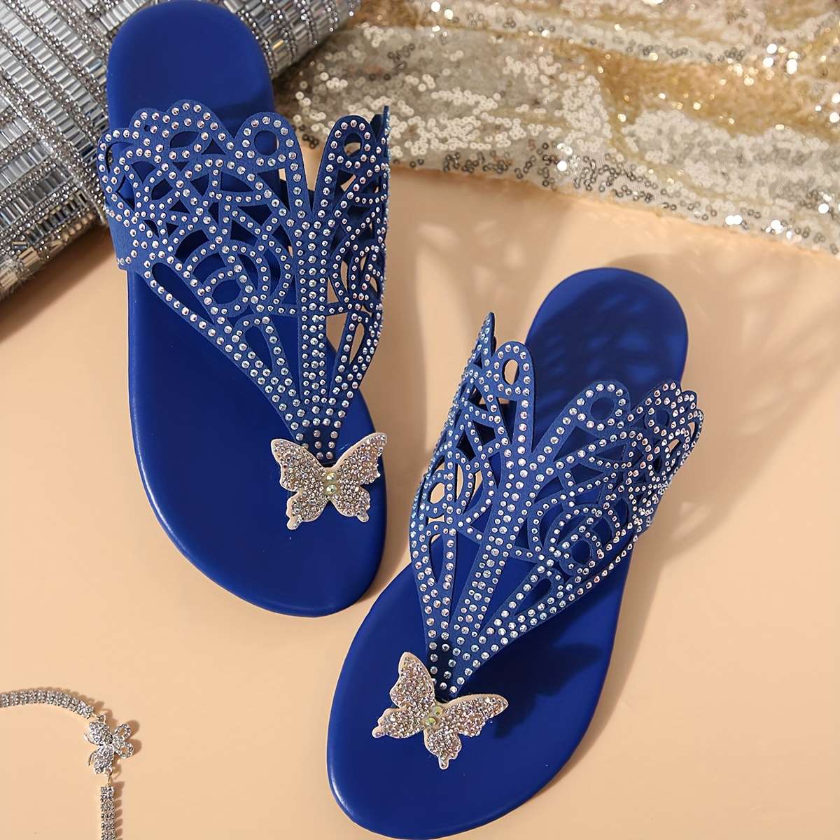 Ladies Summer Flip Flops Blue Uk 7.5