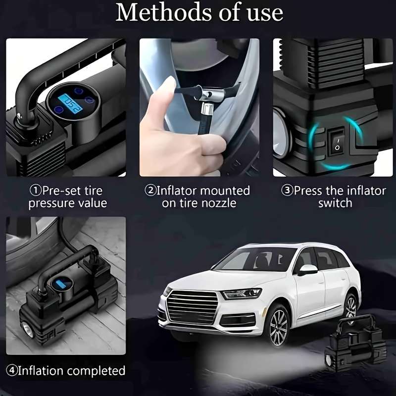 Professional Alloy Essential Powerful Compact Car Tire Inflator For Emergency