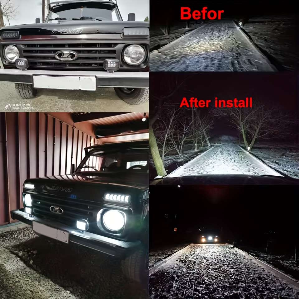 Car Lights Model 2Pcs12.7Cm Square Headlights