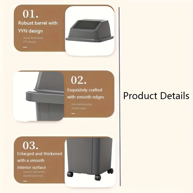 Garbage Can Color Blackwith  Sizeheight 50 Cm Length 33.6 Cm Width 22 Cm