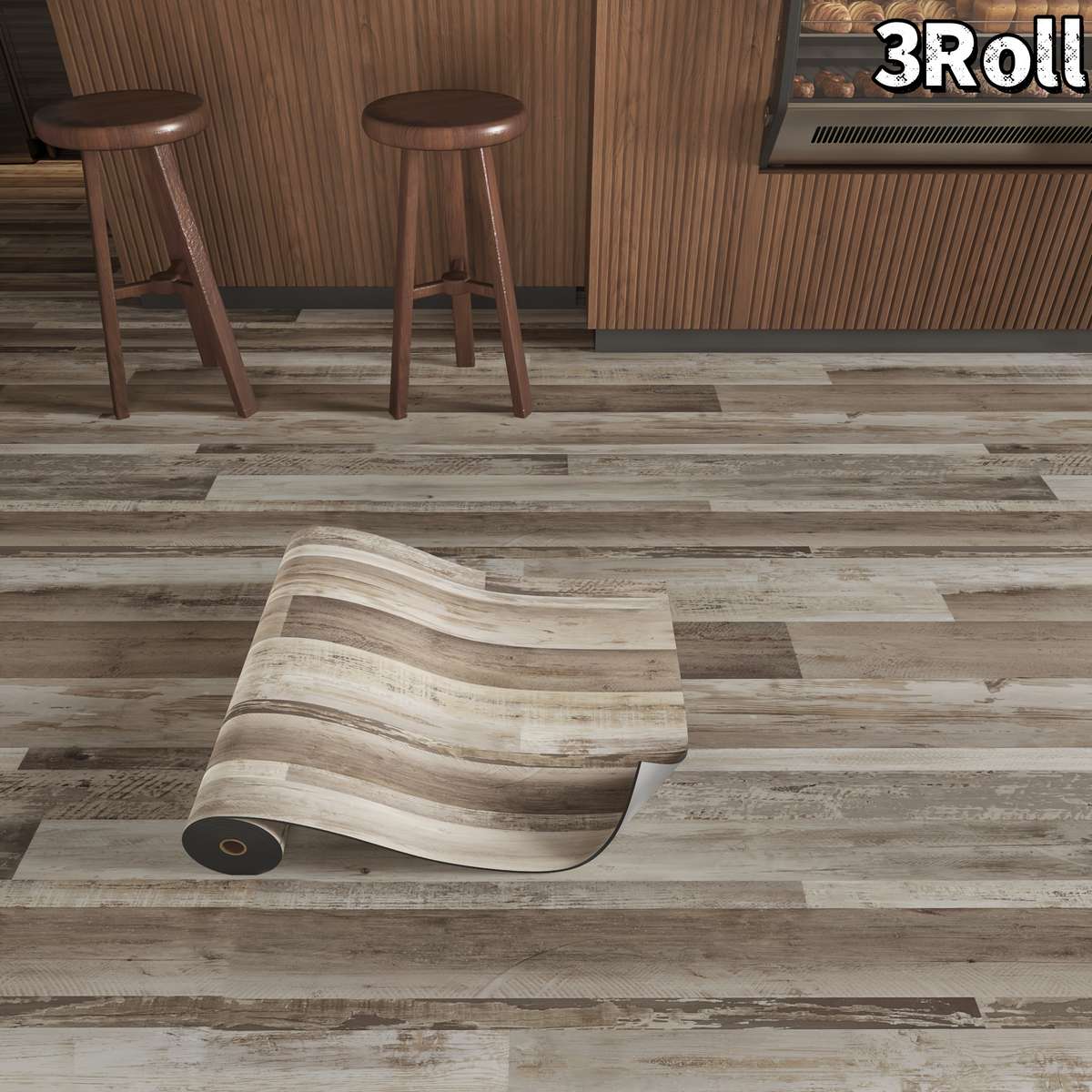 Self Adhesive Floor Stickers Cool Gray Stripes 3Rolls