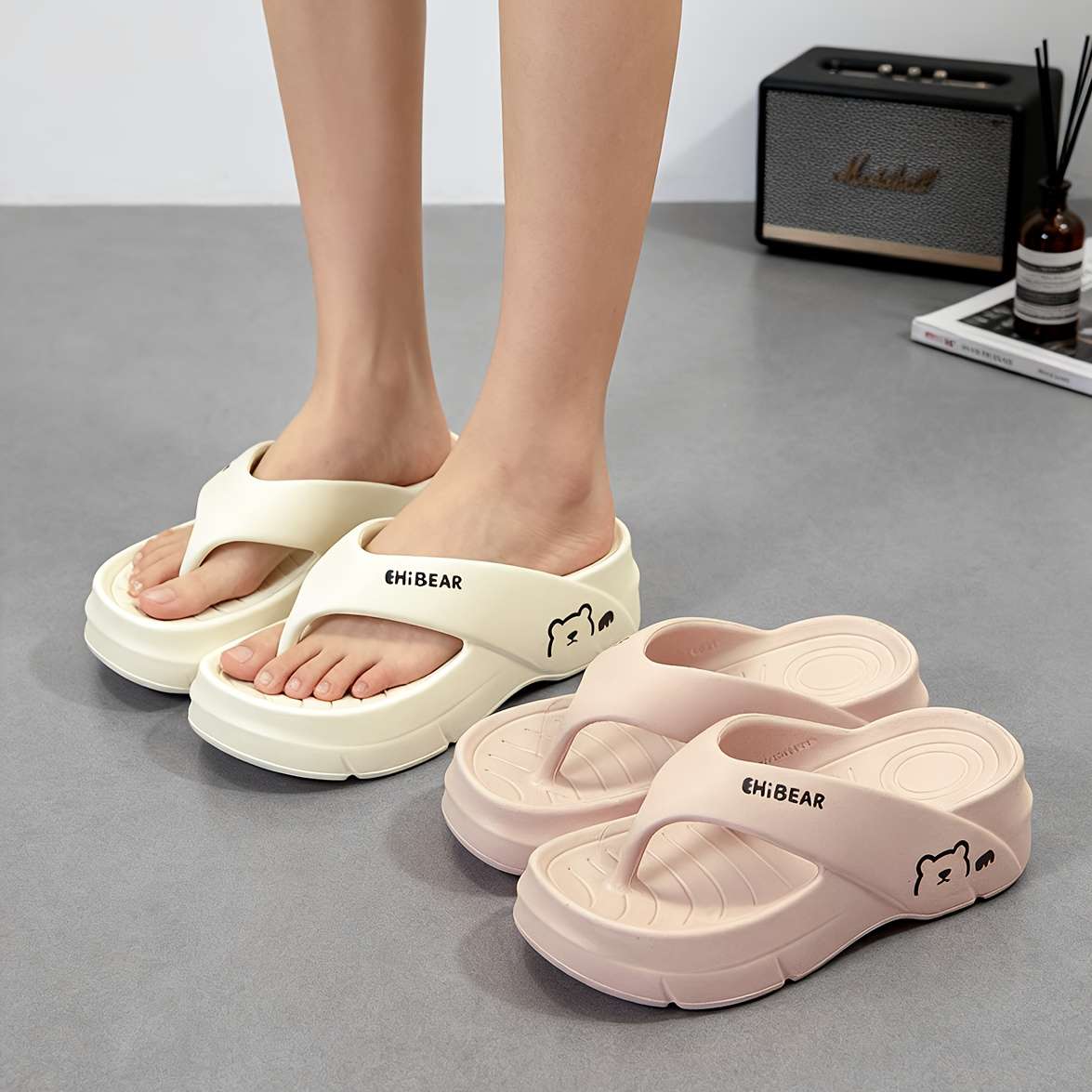 Ladies Summer Flip Flops Milky Uk 3.5-4