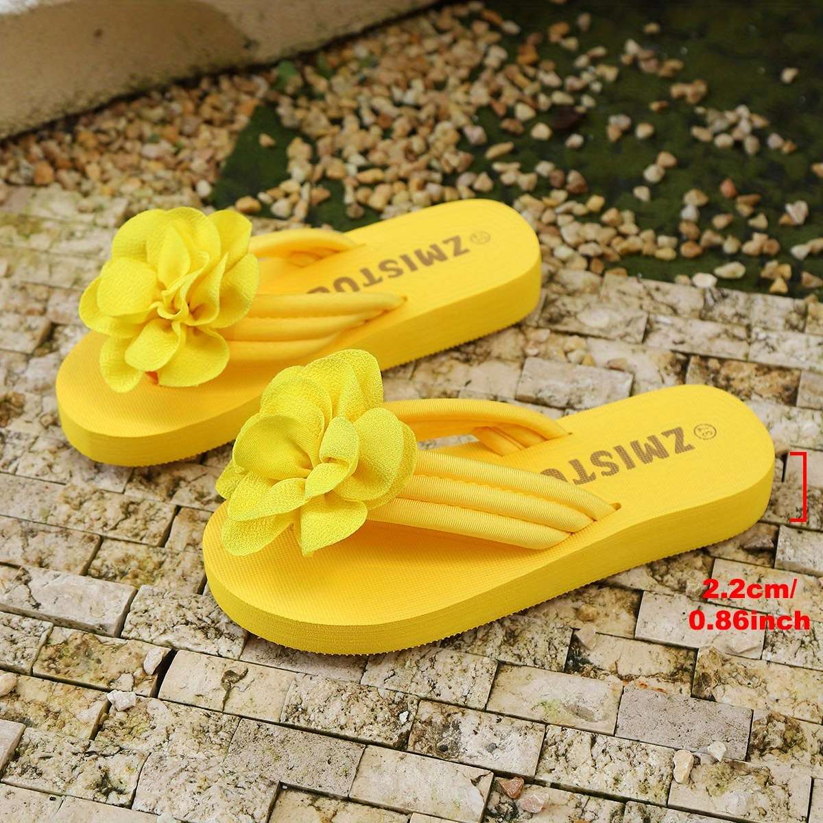 Ladies Summer Flip Flops Yellow Uk 7
