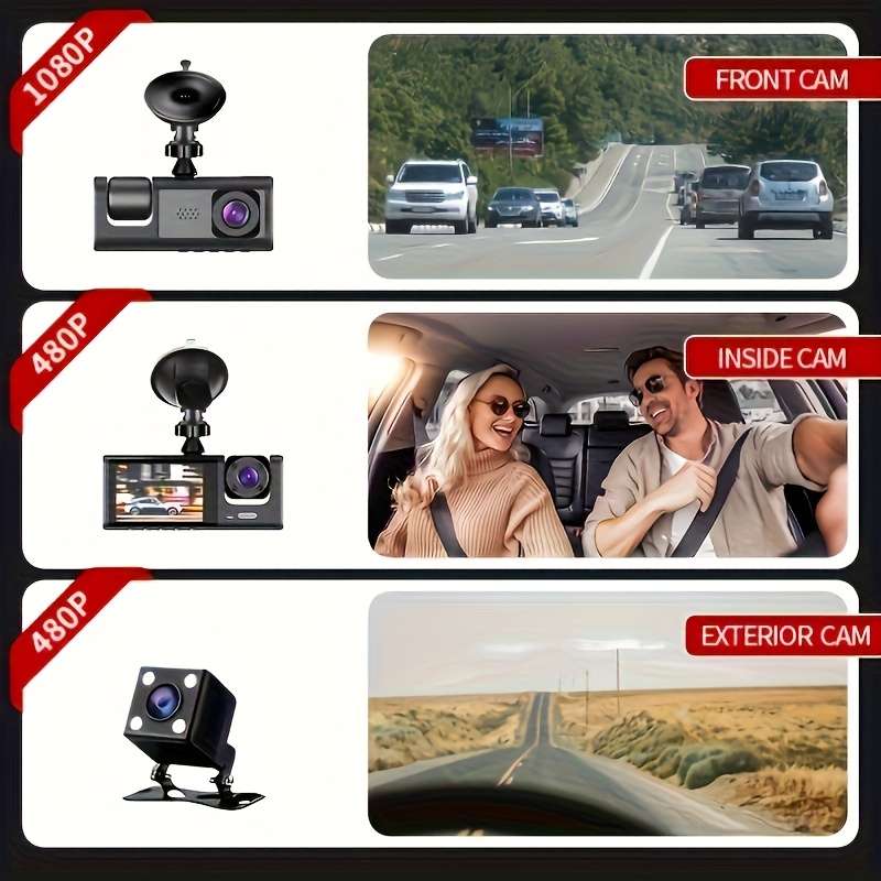Dashcam Model 3 Lenses Itemsdriving Recorder