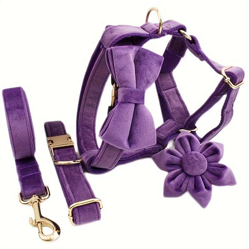 Dog Leash Color Purple Velvet 6Pcs Size L