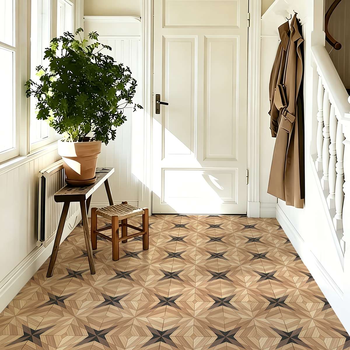 Self Adhesive Floor Stickers 40Cm*120Cm*S Geometric Wood Grain