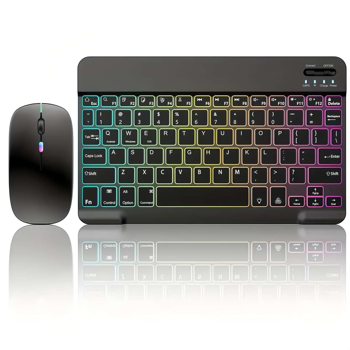 2-Piece Wireless Backlit RGB Keyboard And Mouse Set White