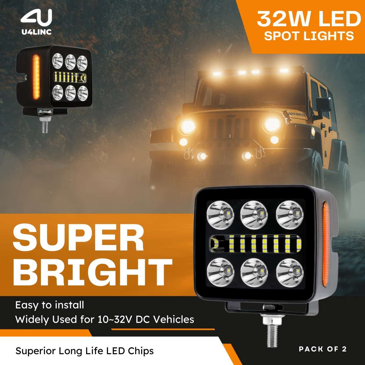 Car Lights Quantity 2Pcs With Amber Light