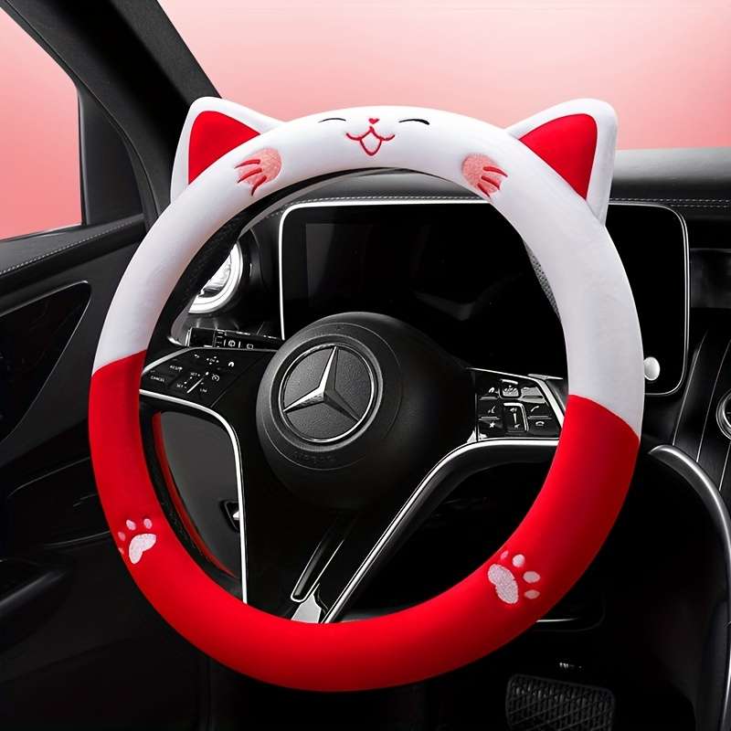 Car Steering Wheel Cover Pink And White