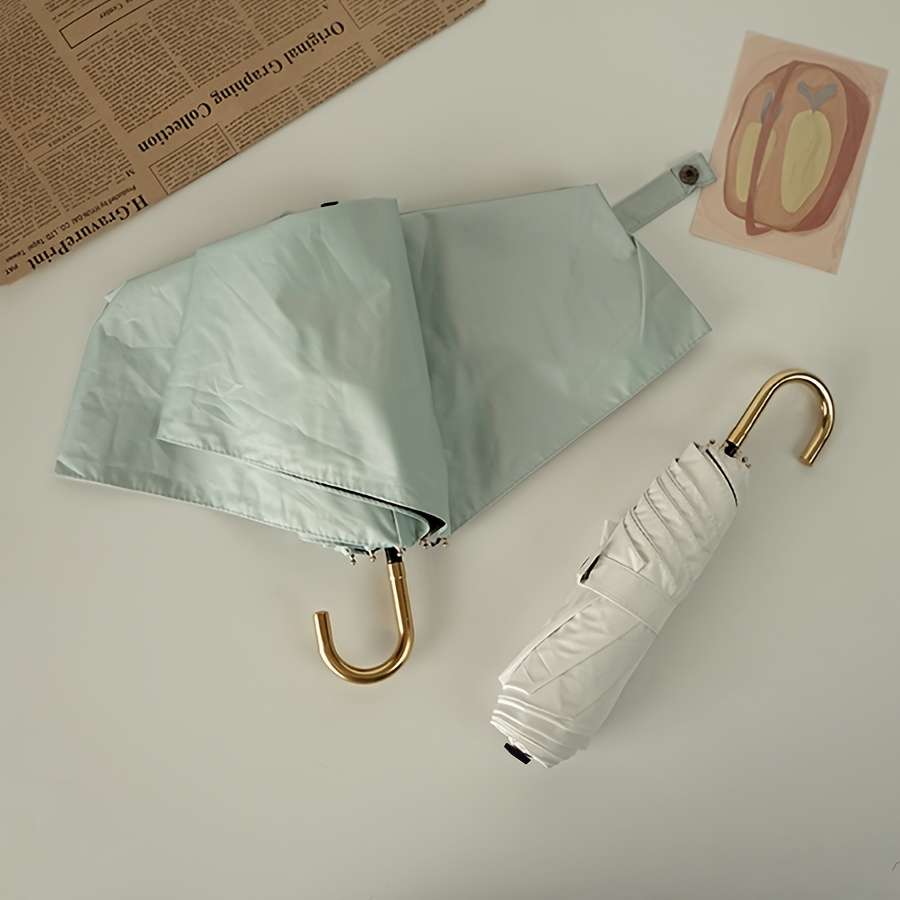 Umbrella Style Threefolded Curved Hook Light Blue