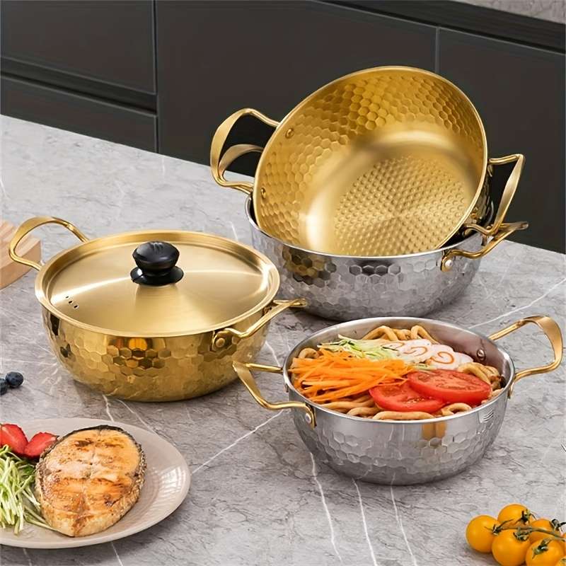 3-Piece Korean Stainless Steel Ramen Pot Set