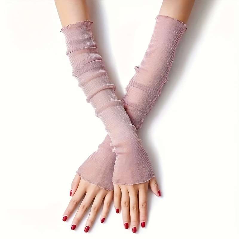 Women Solid Mesh Arm Sleeves