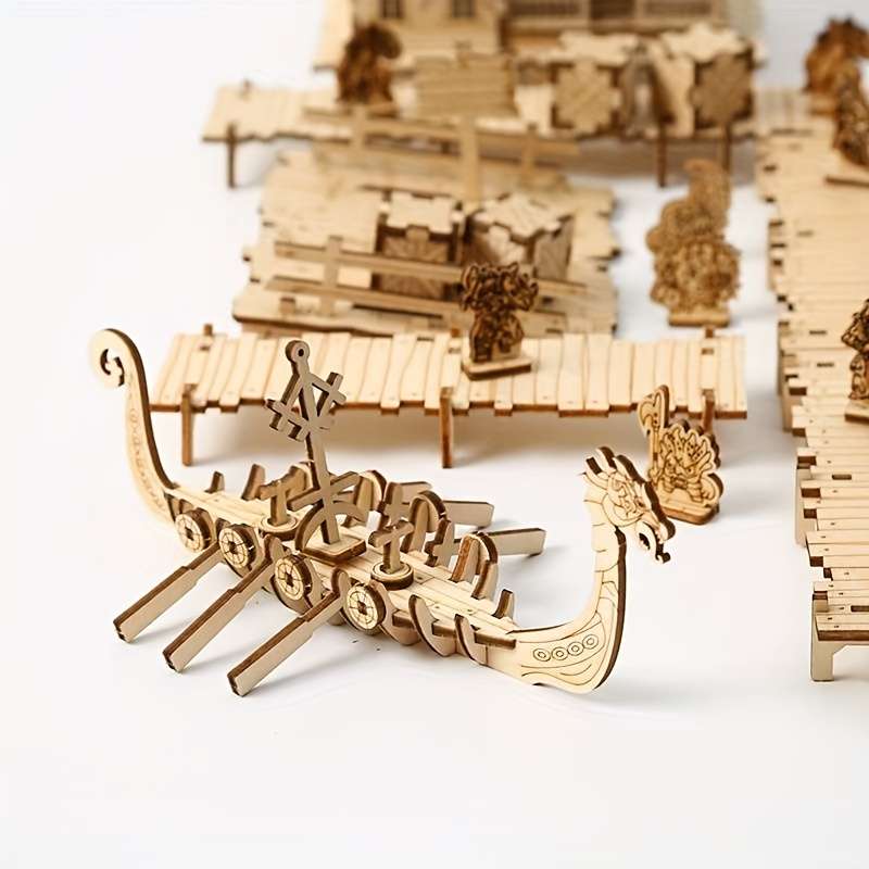 3D Building Model Puzzle Set Style Wooden