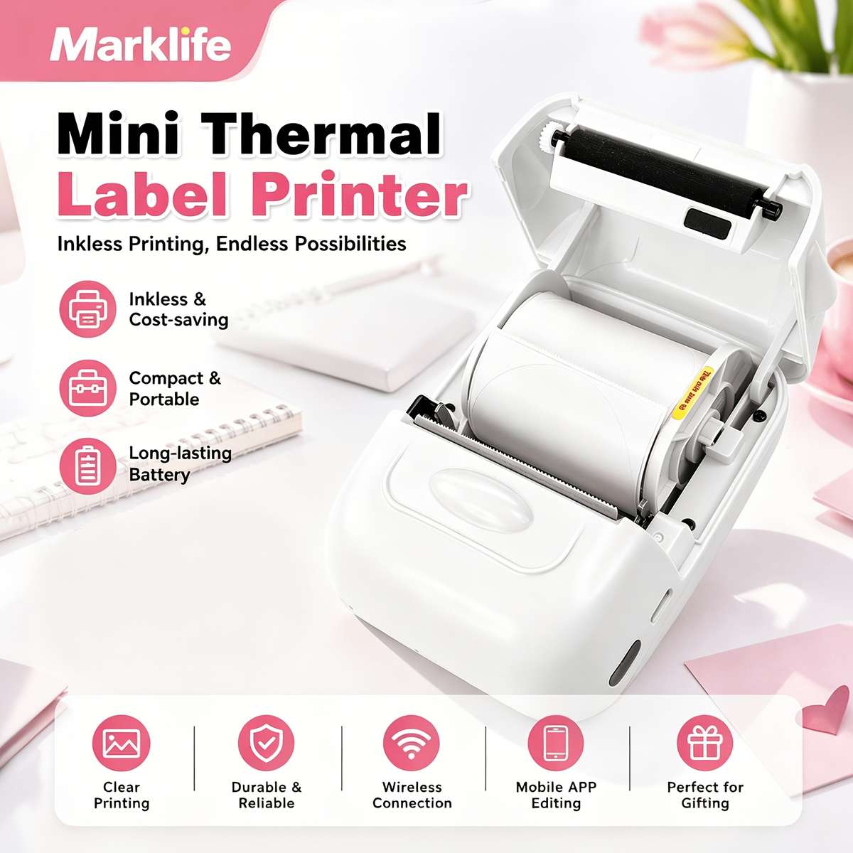 Printer Color White Size 1 Printer  1 Roll Of White Label Paper