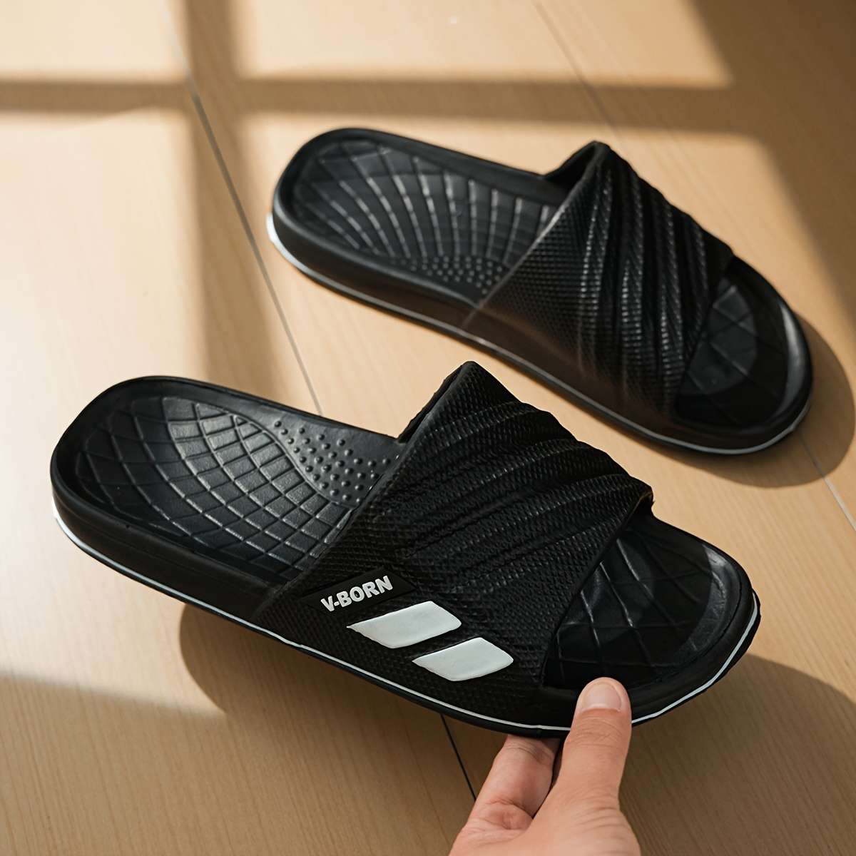 Men Slippers Summer Style Blue Size Uk 7