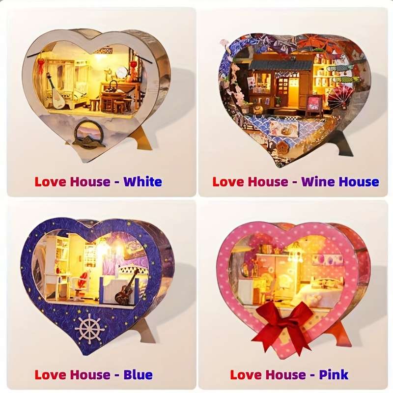 3D Building Model Puzzle Set Style Love House Wine House