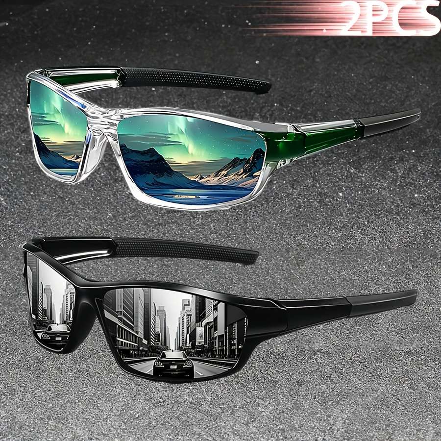 Cycling Glasses Color 2Pcs Greenmirror Clearblack