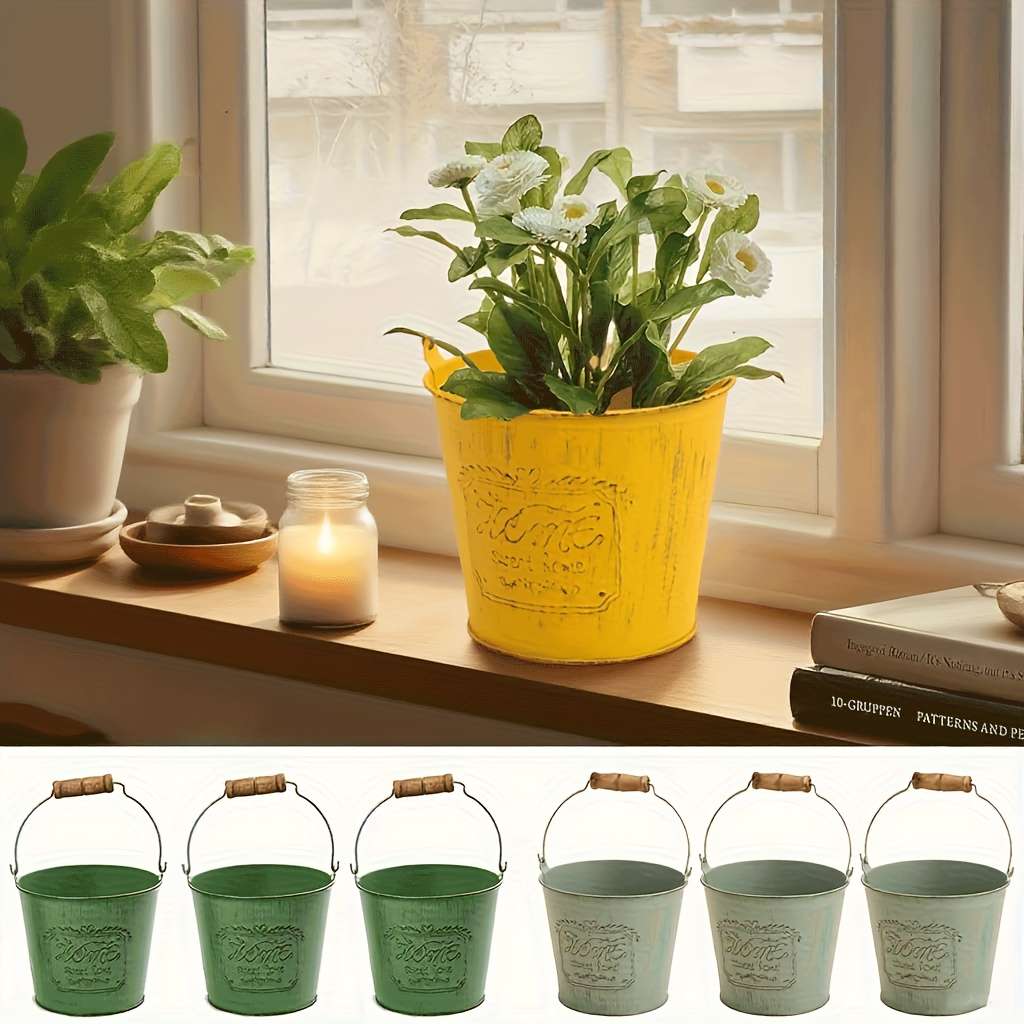 Flowerpot Model Gray Handheld Bucket Quantity3Pcs