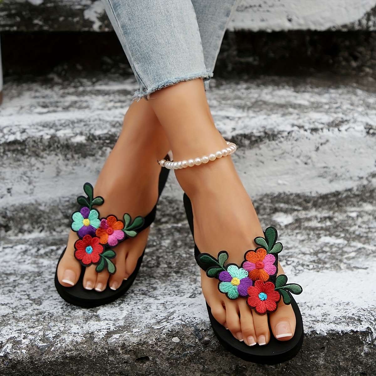 Ladies Summer Flip Flops Black Uk 3