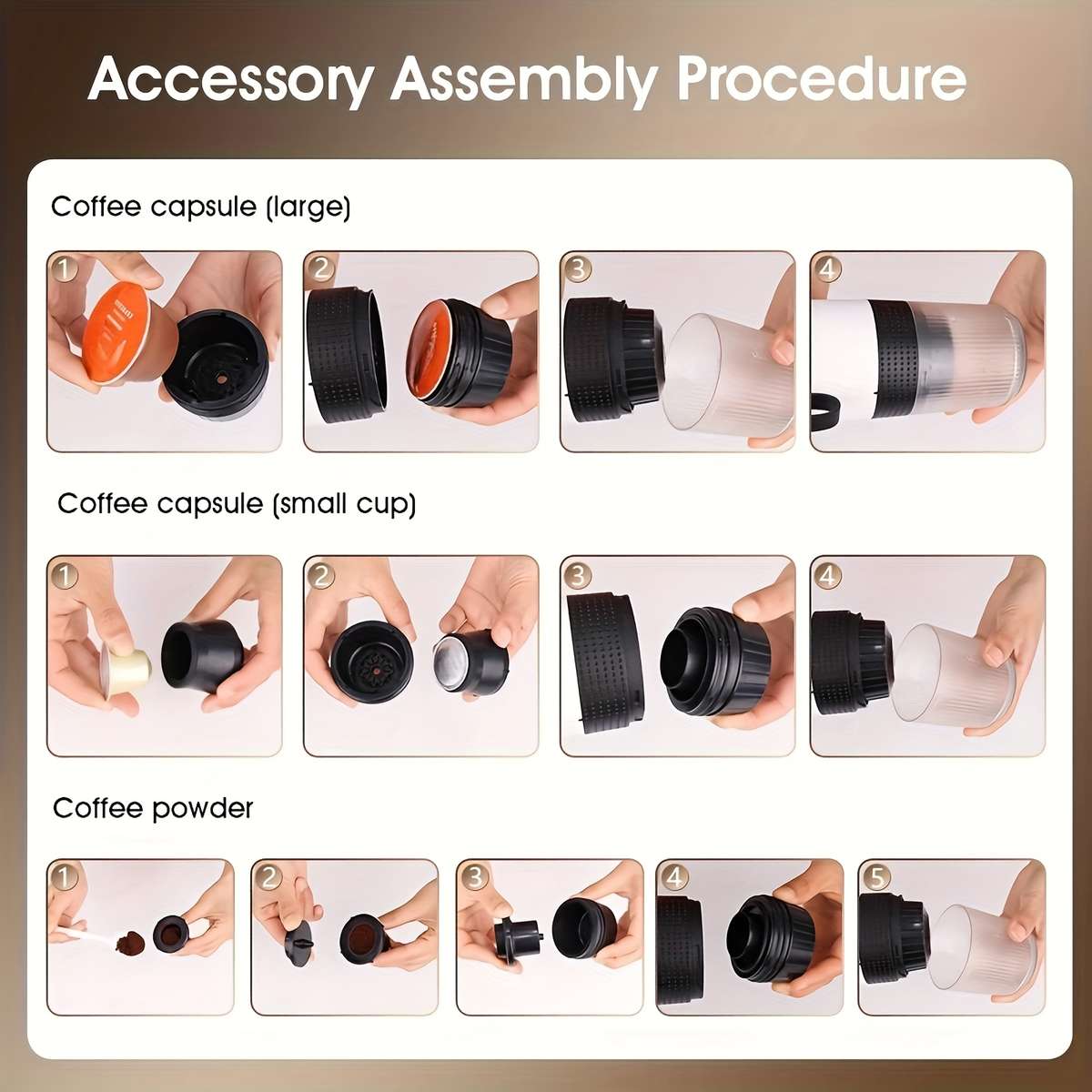 Cups Portable Espresso Machine Fast Heating Mins Auto Manual Coffee Maker Black