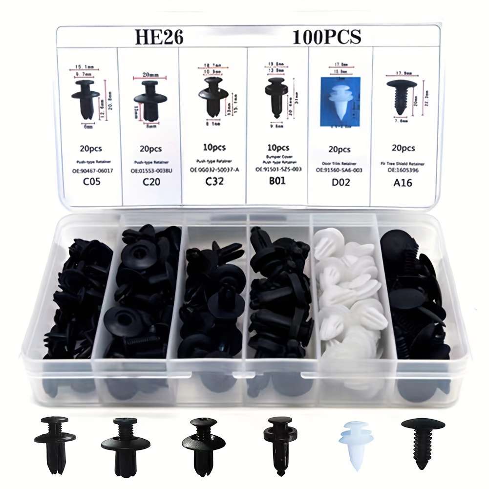 100Pcs Premium Durable Universal Car Retainer Clips Plastic Fasteners Equipment