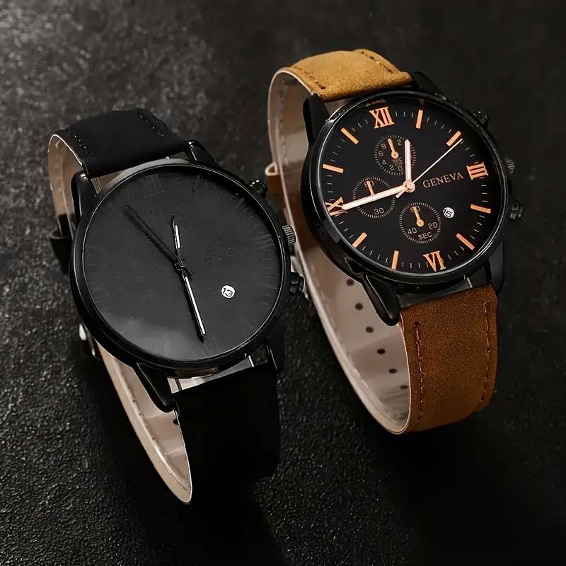 6Pcs Brand New Set Of Men Stylish Quartz Watches Featuring Simulated