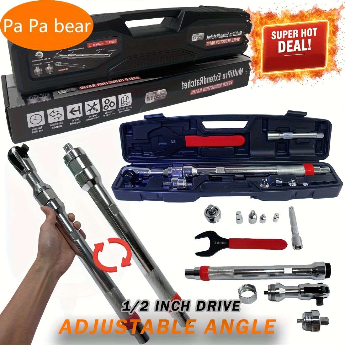 2-in-1 Manual Ratchet Extension Wrench