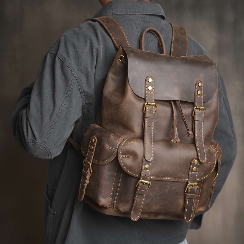 Men S Backpack Dark Brown