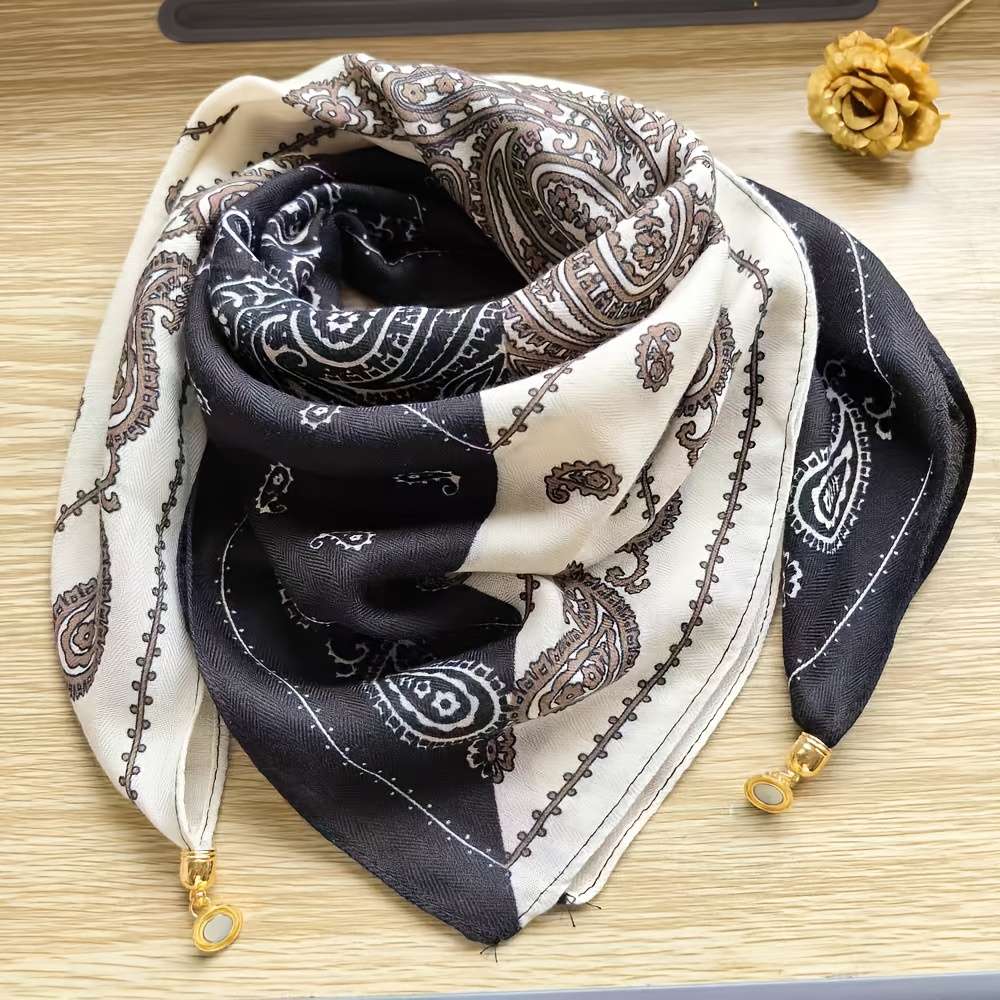 Stylish Lightweight Handcrafted Elegant Square Scarf With Cashew Pattern