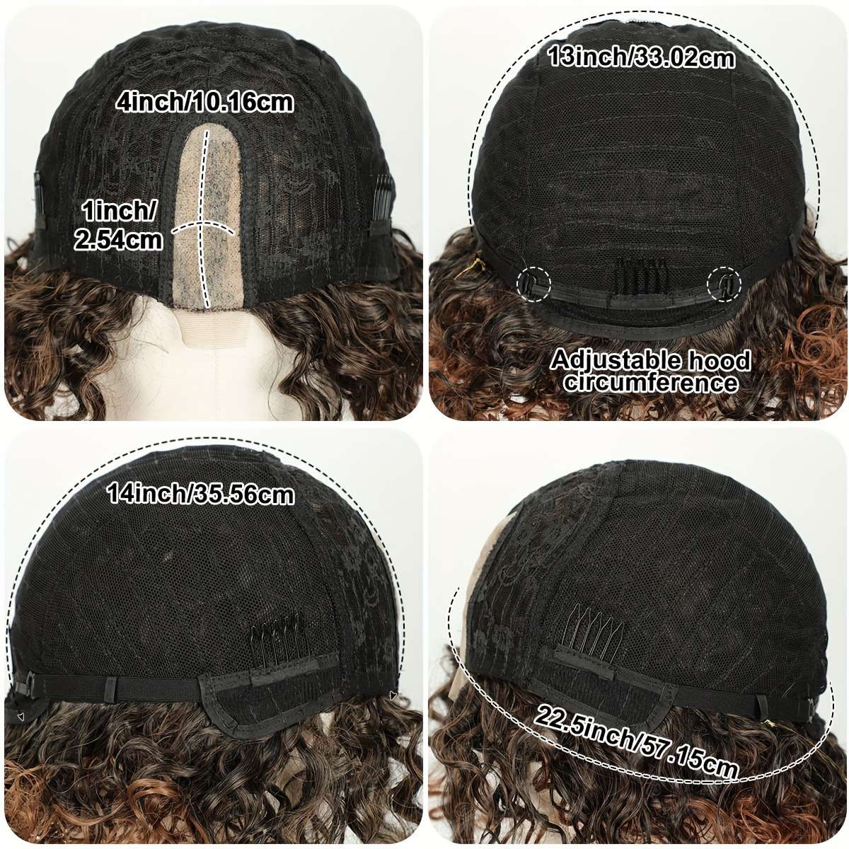 Yellowish-Brown Womens Wigs Hair Length 25.4Cm