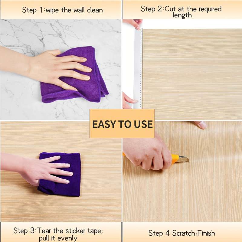 Self Adhesive Floor Sticker Silver Sandalwood Pattern 60cm x 10m