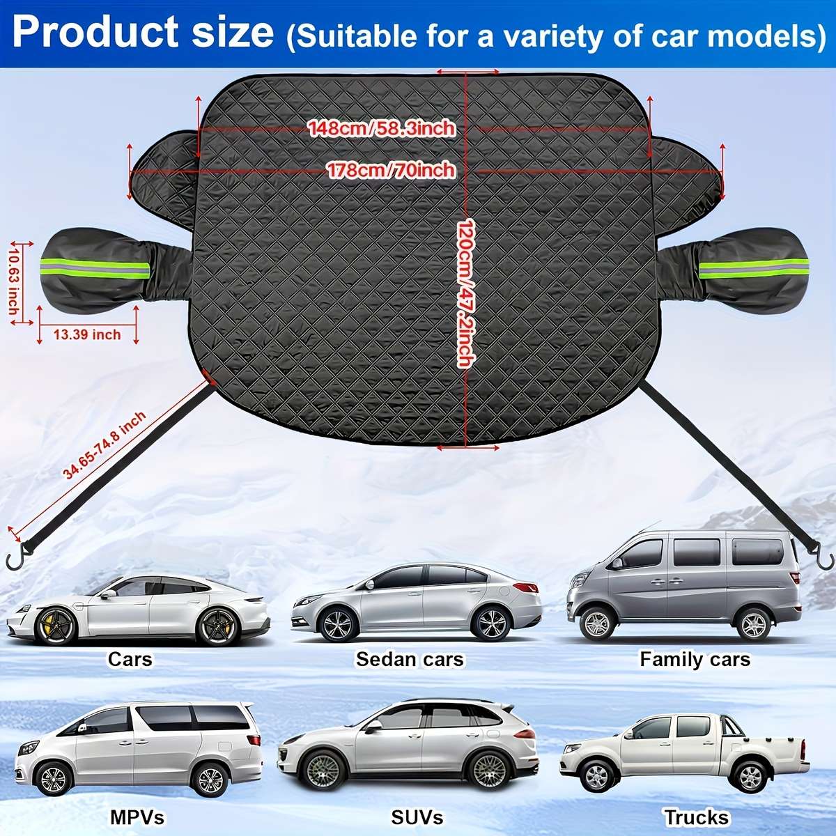 Car Sun Shades Color Black Model Windproof Hook Add Built In 9 Magnets