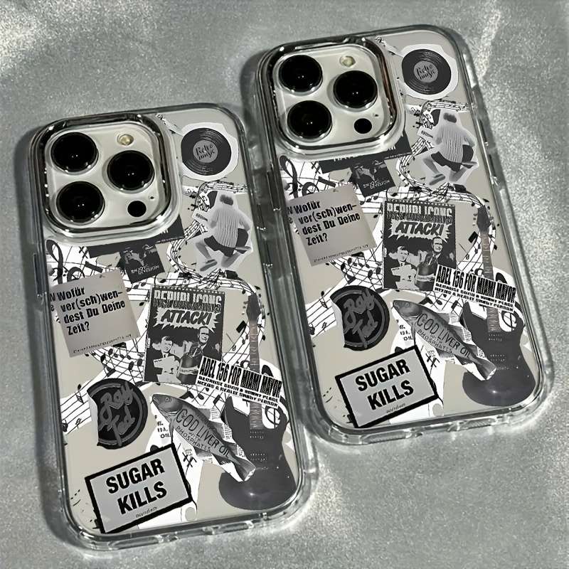 1Pc Mixed Color  For iPhone 16 Retro Guitar Phone Case