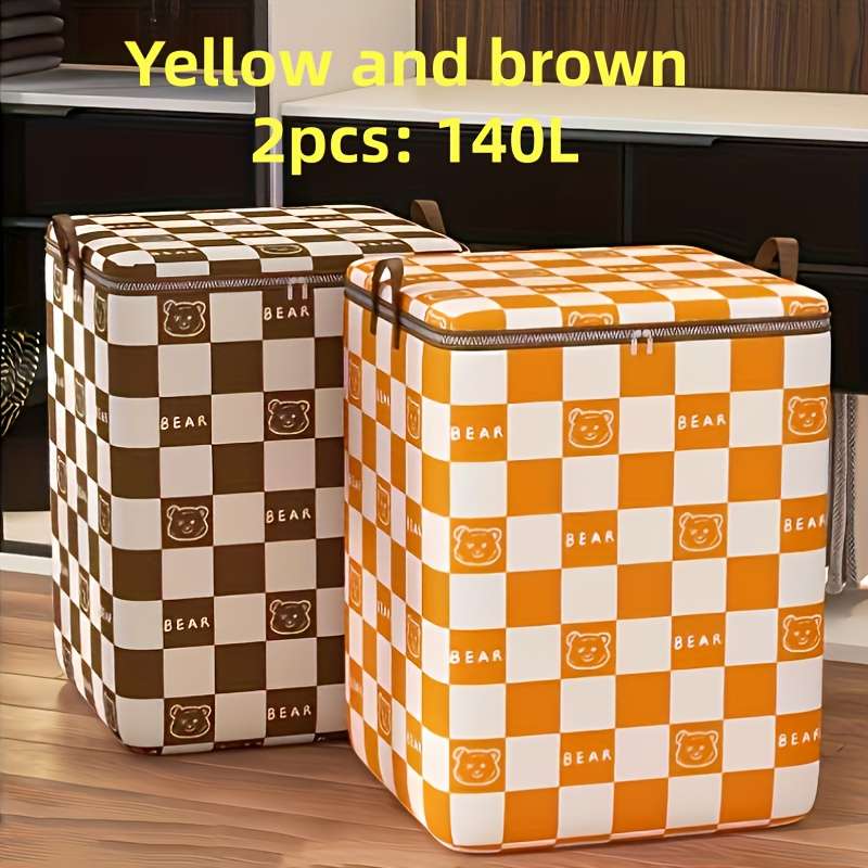 3Pcs 1 2 Gallon Plaid Fabric Organizer Blanket 1 2 Brown 110L