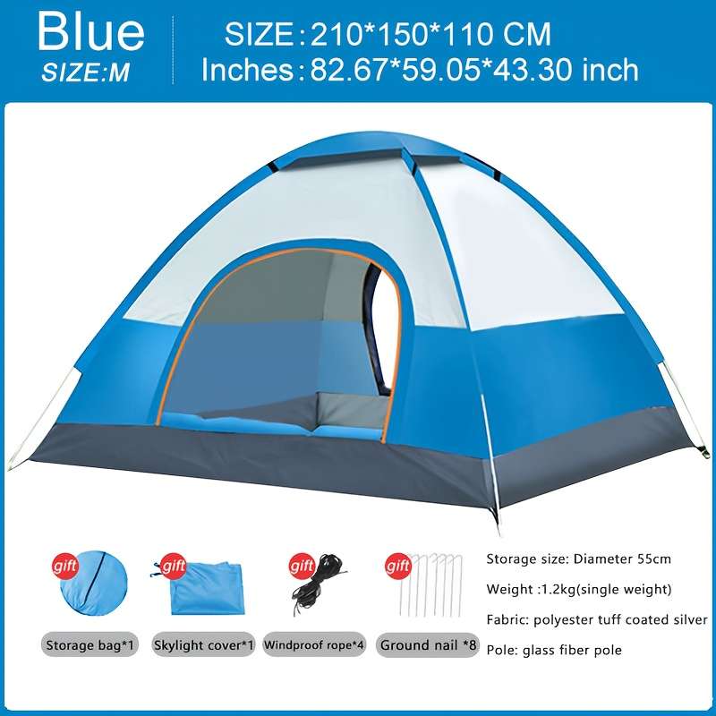 Premium Dome Shaped Matched One Room Two Door Tent Can Be Thrown Opened Co Blue