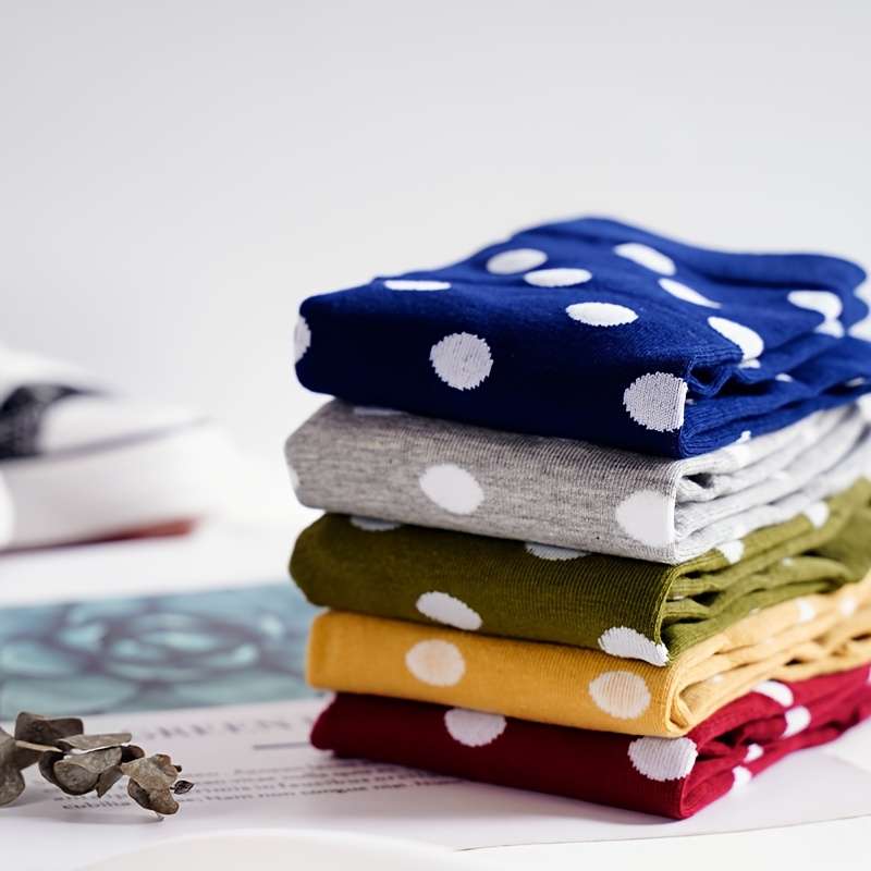 Women S Socks Color Round Dot Mixed Color 5 Pairs Pack Size Onesize