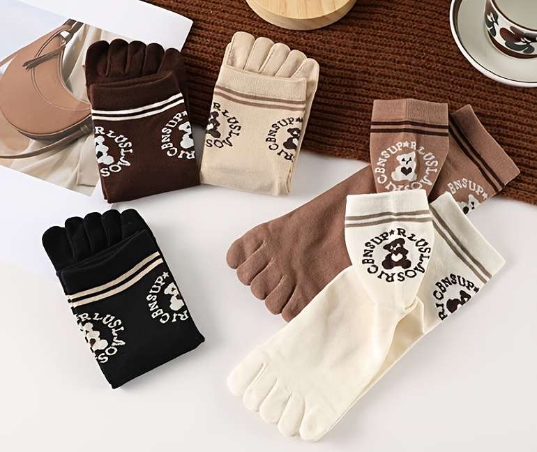 Women S Socks Color Circle Bear Mixed Color 5 Pairs Pack Size Onesize