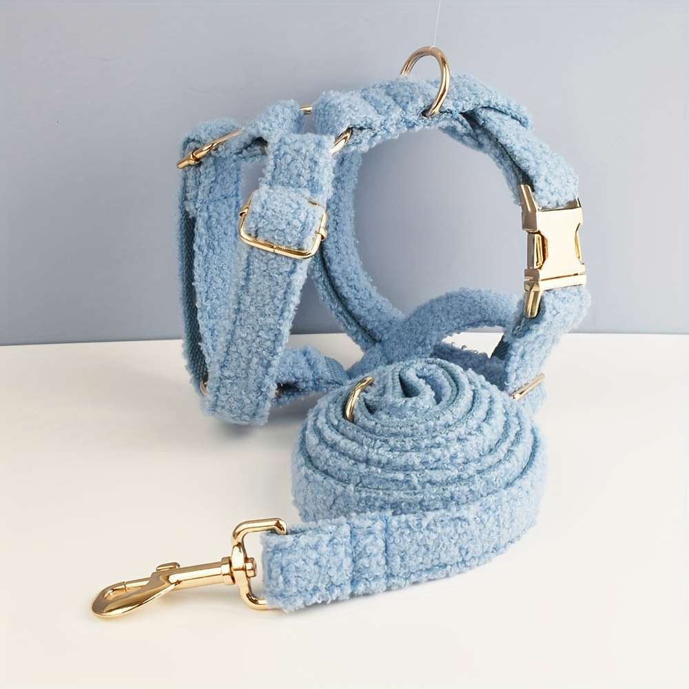 Dog Leash Color Blue Teddy Velvet 4Pcs Size Xl