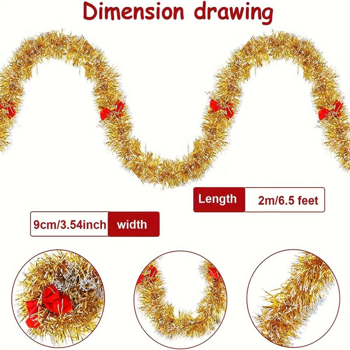 Christmas Decorations Color Golden 2Pcs Size 2M 6.6Ft