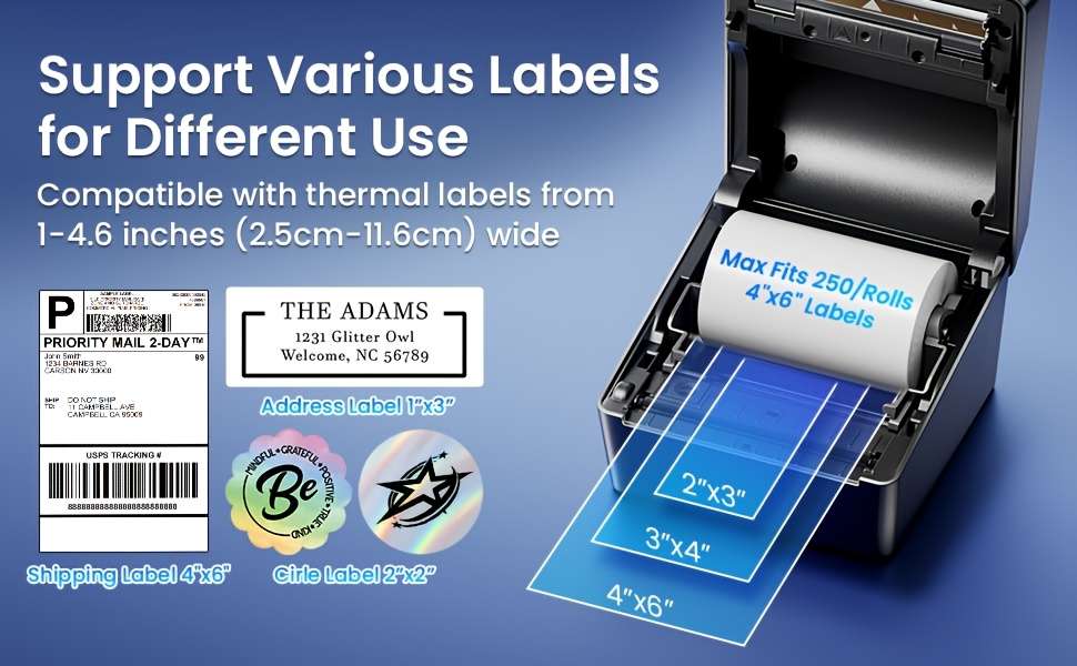 Printer Model Gray Printer  1 Roll Of 10.16X15.24Cm Thermal Labels