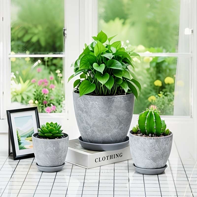 Flowerpot Quantity Gray And White 5Pcs