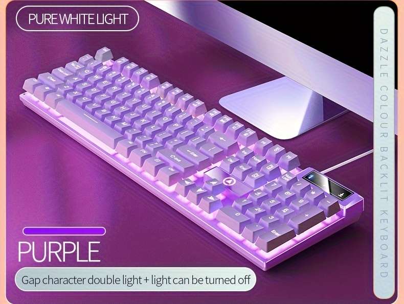 Keyboard Color Purple  white Light