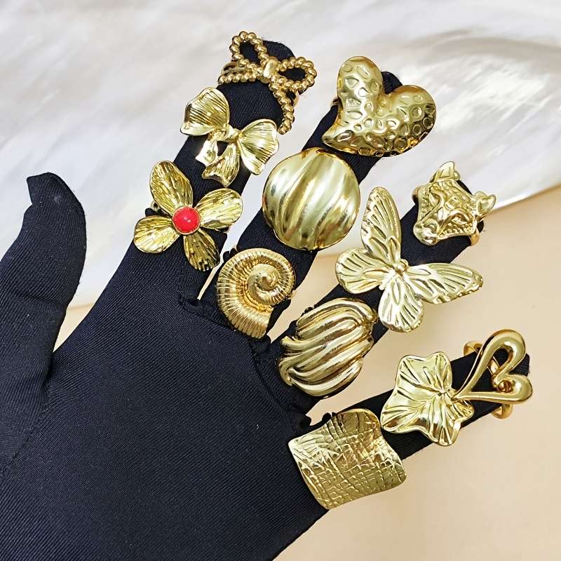2PCS Exquisite Heart Polished Stackable Ring Style