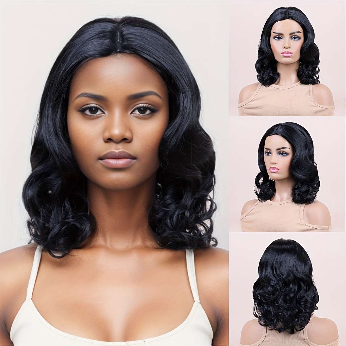 Black Womens Wigs Hair Length 35.56Cm