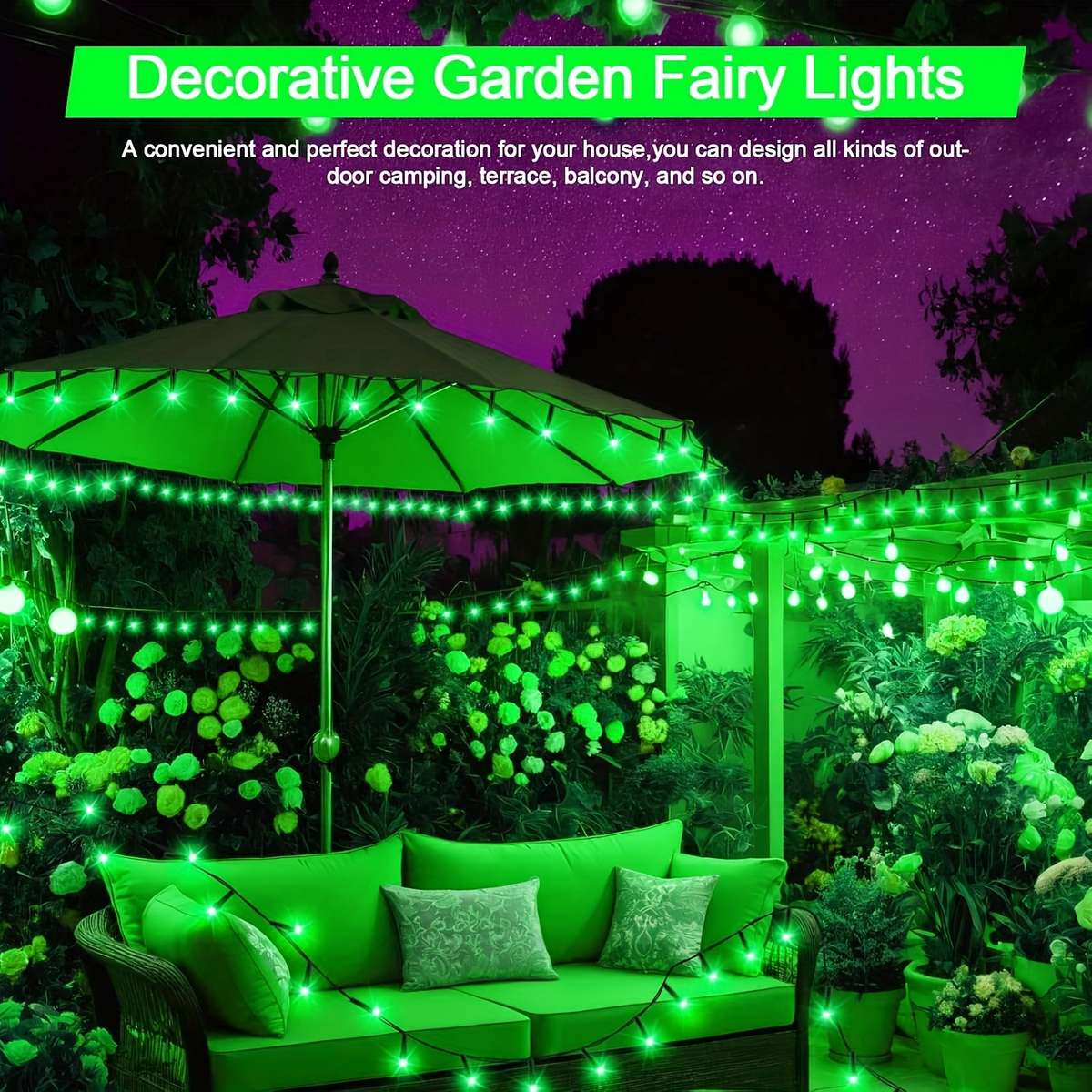 String Lights Color Green Model7M 22.97Ft 50Led