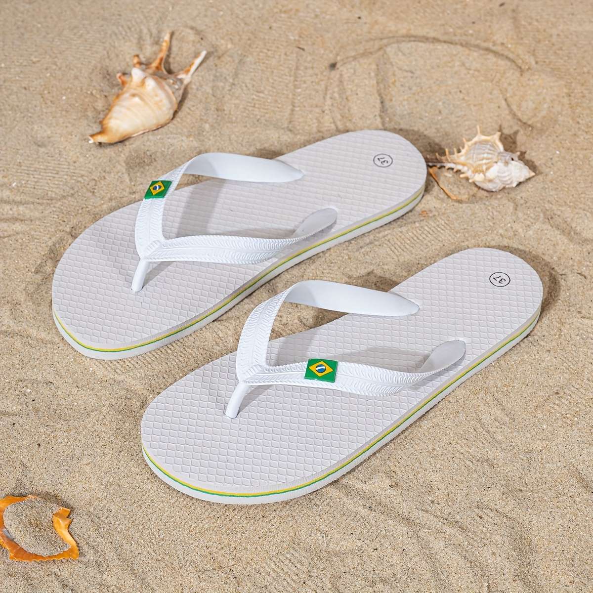 Ladies Summer Flip Flops White Uk 7.5
