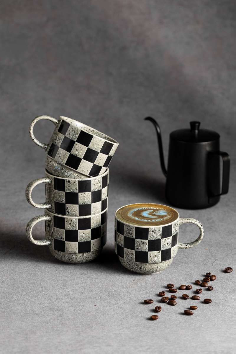 Water Cup Color Black And Gray Dot Model4 Cups
