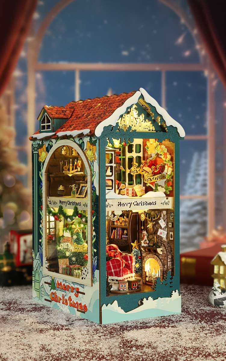 3D Building Model Puzzle Set Style Merry Christmas